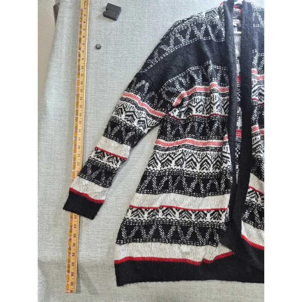 Merona Cardigan Sweater Womens XL Multicolor Striped Tight Knit Open Front